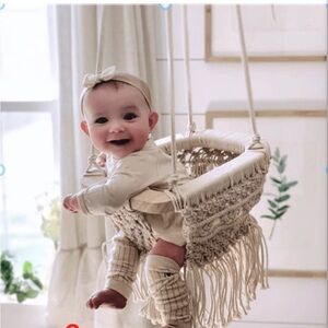 Handmade Organic Macrame Baby Swing NWT